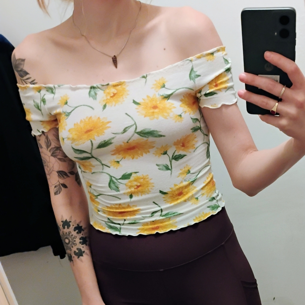 Off the shoulder floral blouse